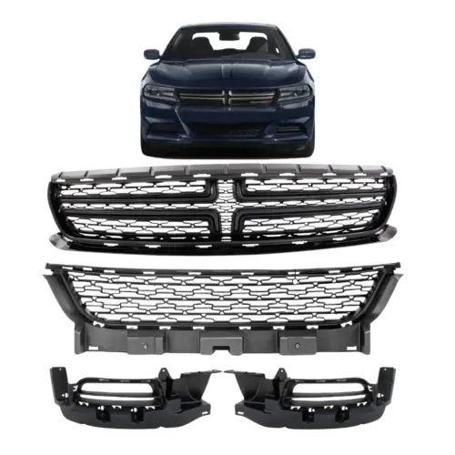 Bumper Grille Fog Lamp Bezel for 2015-2023 Dodge Charger Textured Gray - Lenin Auto Parts